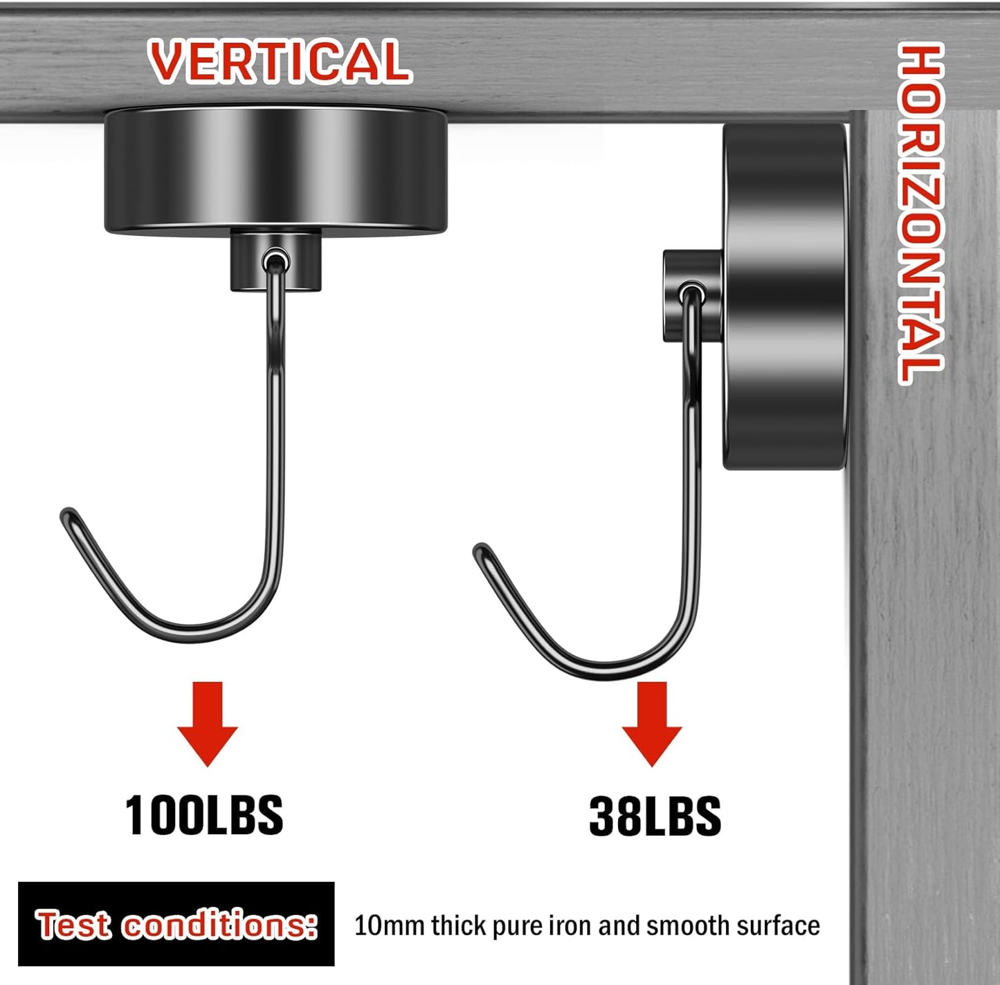 FINDMAG 100 LBS Magnetic Hooks Heavy Duty, 20 Pack Extra Strong Magnetic Hooks for Hanging, Neodymium Magnet with Hook for Cruise Cabins, Large Magnetic Swivel Hooks for Garage, Kitchen, Office, Grill