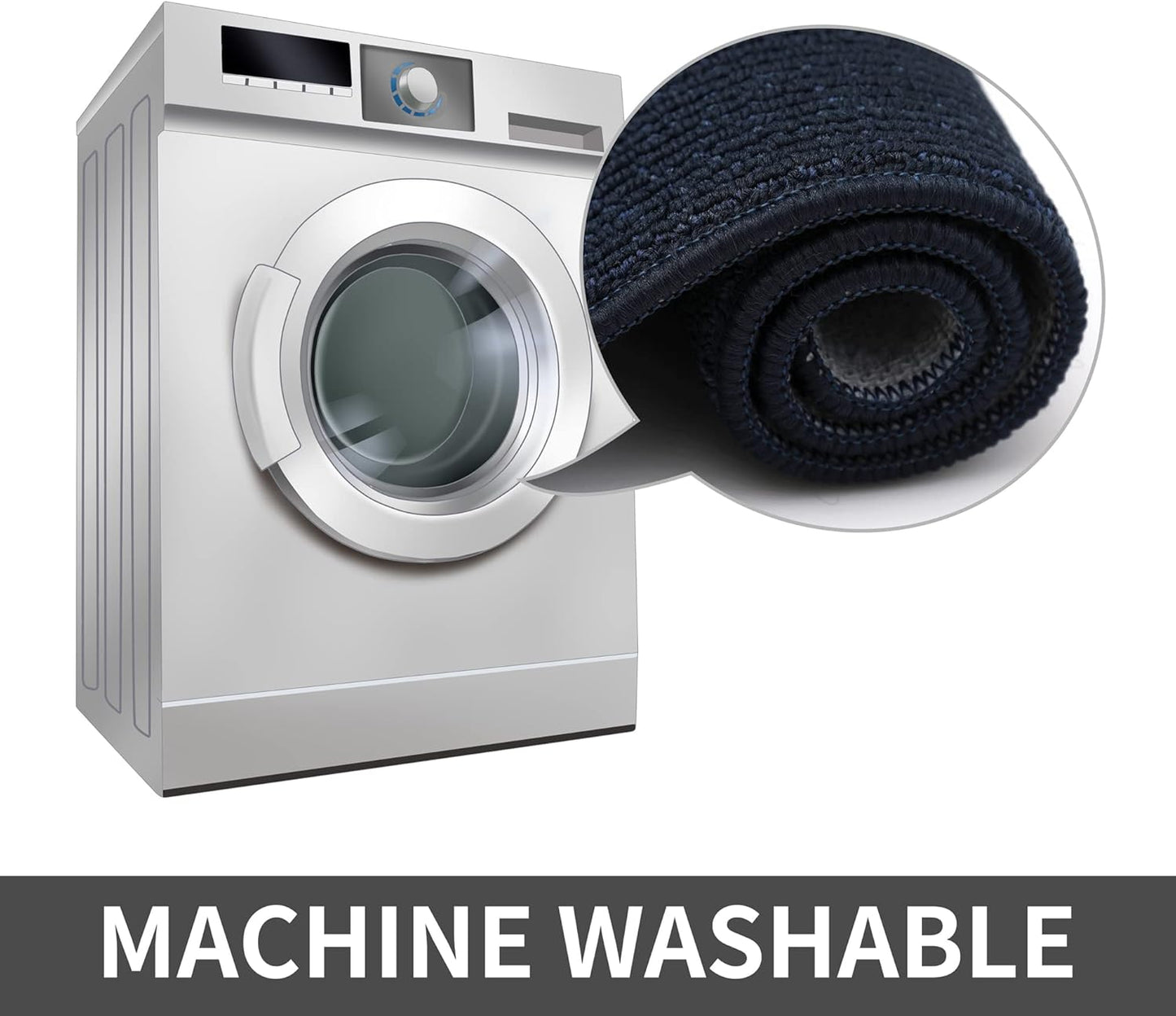 COSY HOMEER 24X60 Inch Kitchen Rug Mats Made of 100% Polypropylene Strip TPR Backing Soft Kitchen Mat Specialized in Anti Slippery and Machine Washable,for Kitchen, Floor Home,Office,Sink,Laundry,Navy