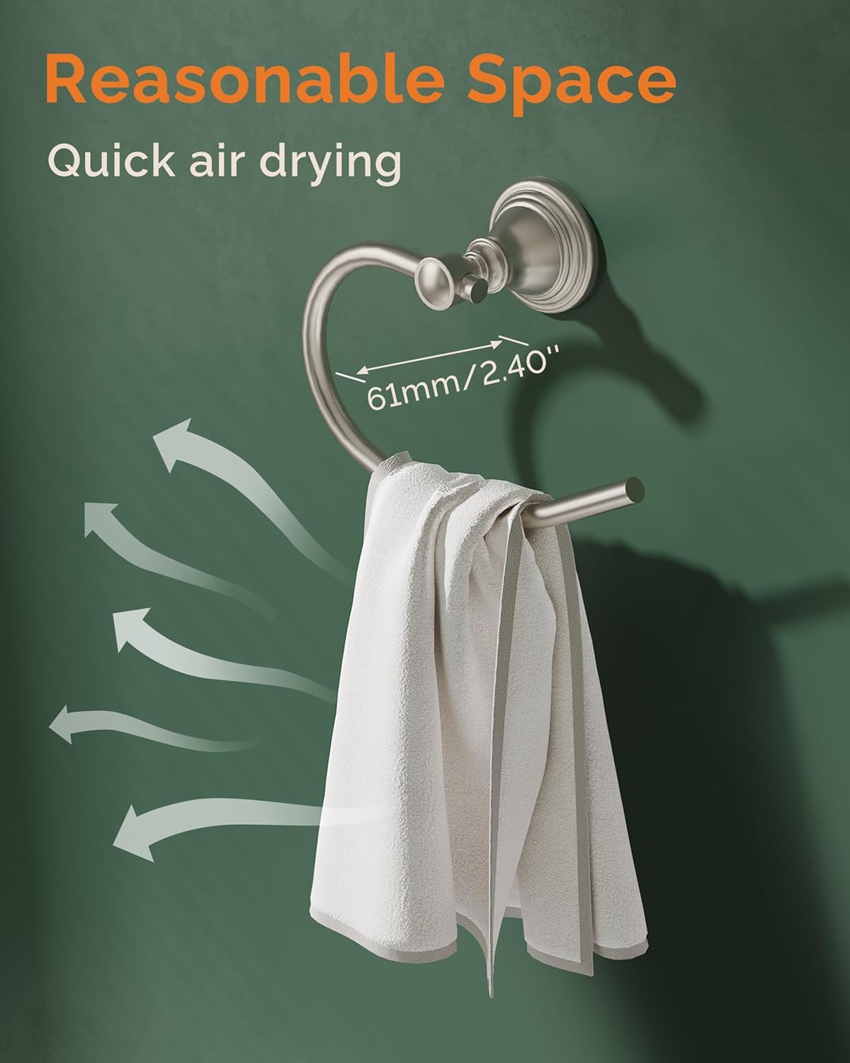 Towel Ring, Stainless Steel Hand Towel Holder for Bathroom Wall Mount, Heavy Duty Towel Hanger for Kitchen, Bath, RV (Brushed Nickel)