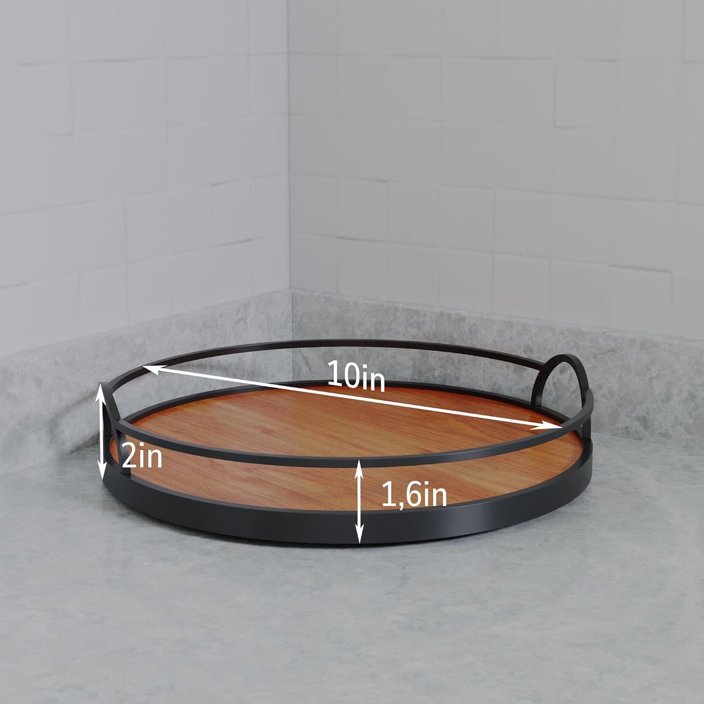 Lazy Susan Organizer - 10'' Wooden Lazy Susan for Table Top - Turntable Tray for Cabinet - Kitchen Countertop Organizer - Small Rotating Tray for Dining Table