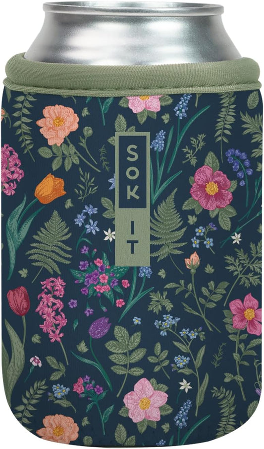 Sok It CanSok Sleeve for Beer & Soda Insulated Neoprene Cover (Spring Noir, 12oz Can Sleeve)