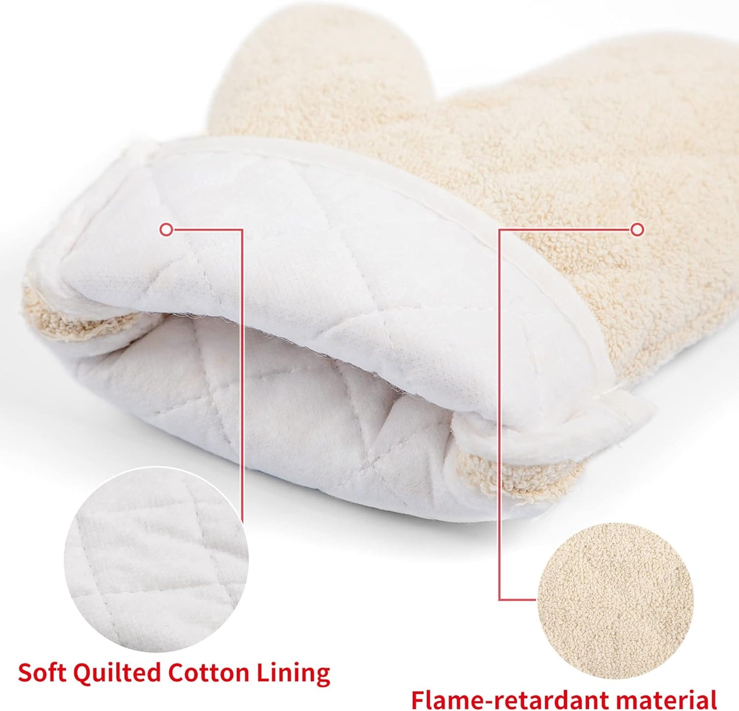 Terry Cloth Oven Mitts Heat Resistant to 482° F 15 Inch 100% Cotton Set of 2