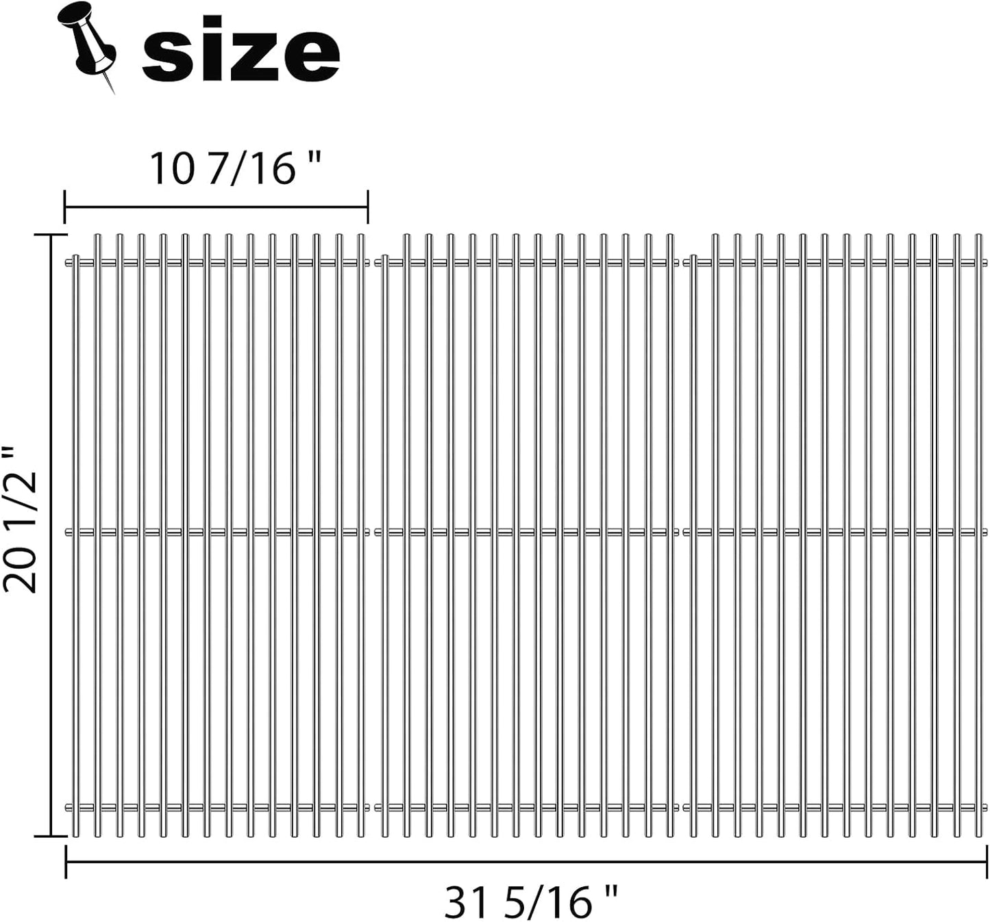 Grill Grates Replacement for DCS Grill Parts 54801 DCS 36, 48, 36ABQR,36BQ, 36BQR, 36DBQ, 48DBQAR, 48DBQR, 48EBQAR, 48EBQR, BGA36-BQARL, BGA36-BQARN, Stainless Steel Ceramic Rods Grids BBQ 20”