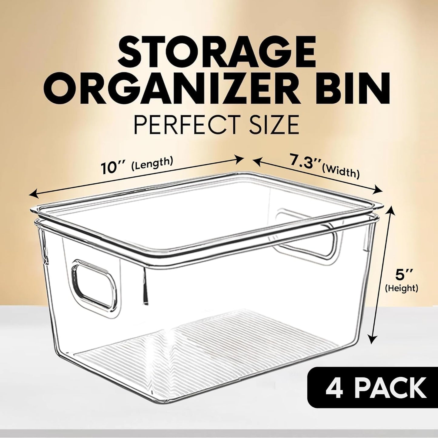 Clear Plastic Storage Bins with Lids, Perfect for Kitchen Organization or Pantry Organization and Storage, Stackable Fridge Organizer Bins, Storage Containers for Organizing, Cabinet Organizers