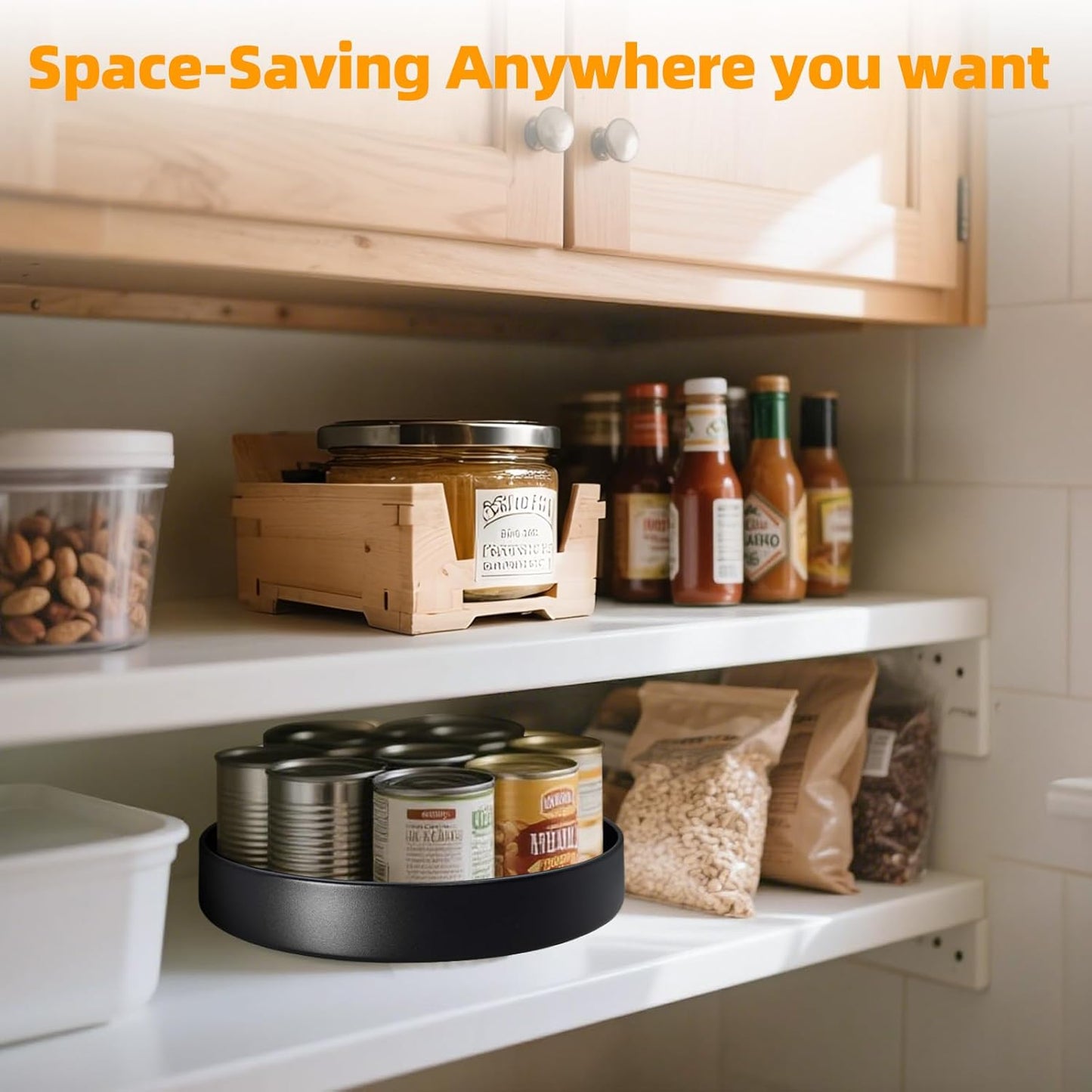 Metal Lazy Susan Organizer, 10 Inch Anti-Rust Turntable for Cabinet, Kitchen, Dining Table, Bathroom – Rotating Spice Rack, Spinner Storage, Round Carousel Organizer for Countertop Black