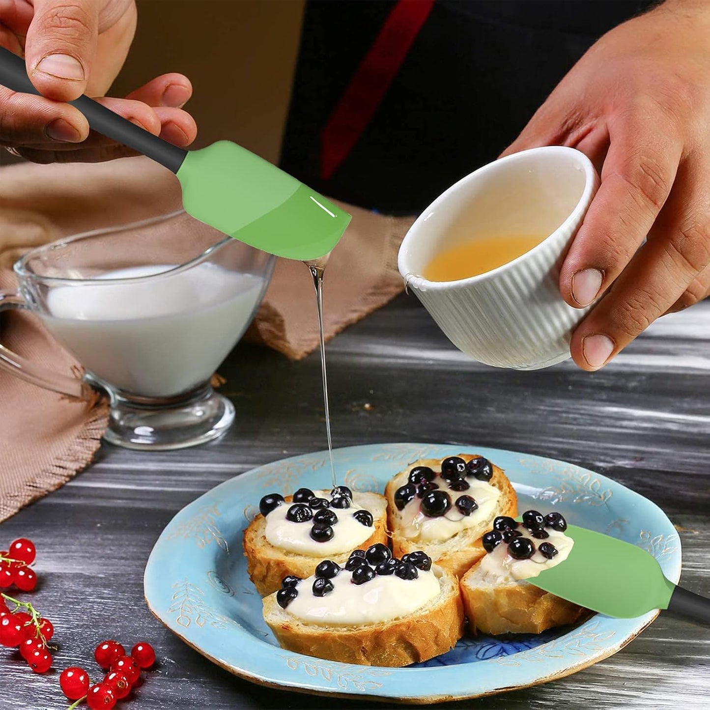 Coukre Silicone Spatula Set of 5,High Temperature Resistant, Food Grade Silicone, Dishwasher Safe, for Baking, Cooking (5, Grass Green)