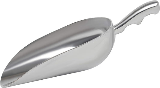 Cast Aluminum Utility Scoop - 24 oz. - Round Bottom, ice scoop For Multi-Purpose Use, With Finger Groove Handle (24 oz.)