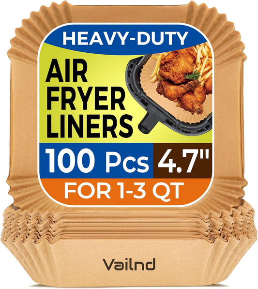 Small Air Fryer Liners Disposable, 2 QT Parchment Paper for COSORI 2.1 Qt Air Fryer, 100PCS 4.7 Inch Square Baking Paper Sheets for Mini Airfryer Basket