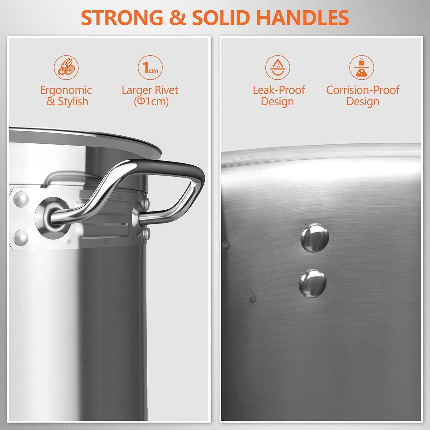 Stock Pot 20 Quart - Stainless Steel Stock Pot with Lid – Heavy-Duty Cooking Pot for Soup, Stew, Pasta – Commercial & Home Use, Induction Compatible - 5 Gallon