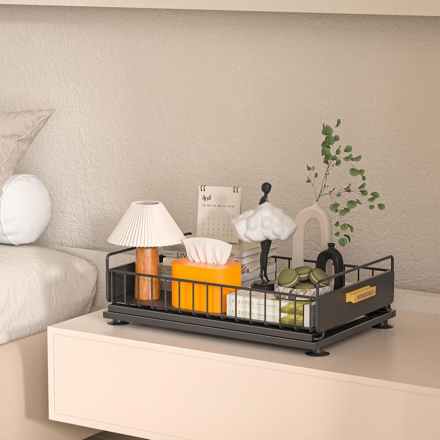 Under Sink Organizer, 2 Pack Pull Out Kitchen Cabinet Organizer, Mute Slide-Out Under Sink Organizers and Storage, Metal Kitchen Bathroom Organizers and Storage Shelves, Black