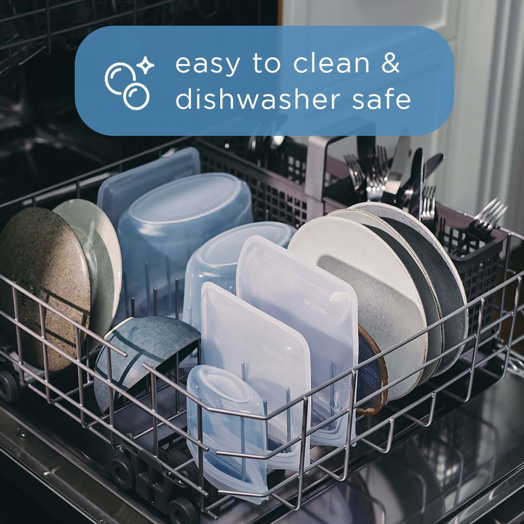 Stasher Premium Silicone Reusable Food Storage Sandwich Bag, Aqua, Microwave, Sous Vide, Dishwasher, Oven and Freezer Safe, BPA Free, Leak-free, Eco-friendly, 28 Oz (Pack of 2)