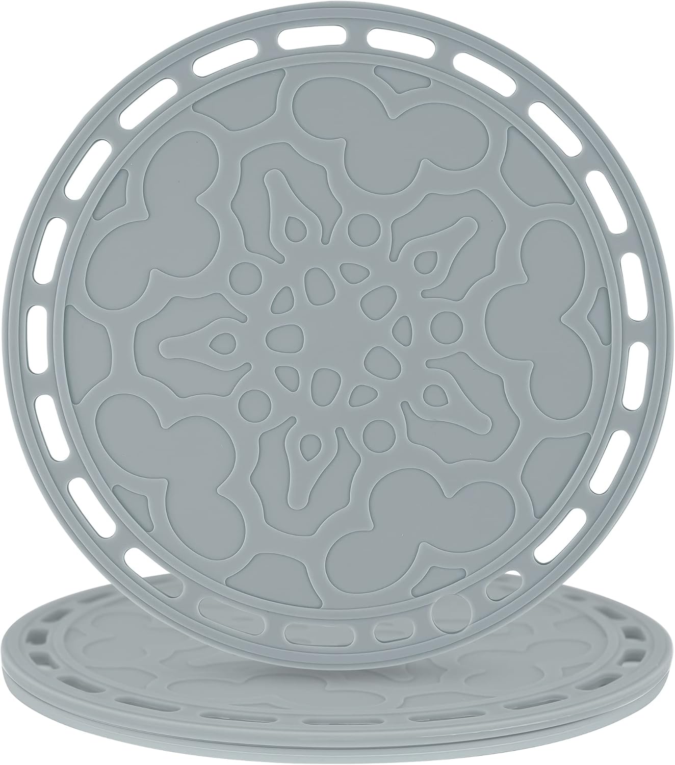 Smithcraft Silicone Trivet Mat for Pots and Pans Big Round Silicone Pot Holder Hot Pads Trivets for Hot Dishes and Pots, Hot Mats for Countertop Tables Spoon Rest Set of 3 (Grey)