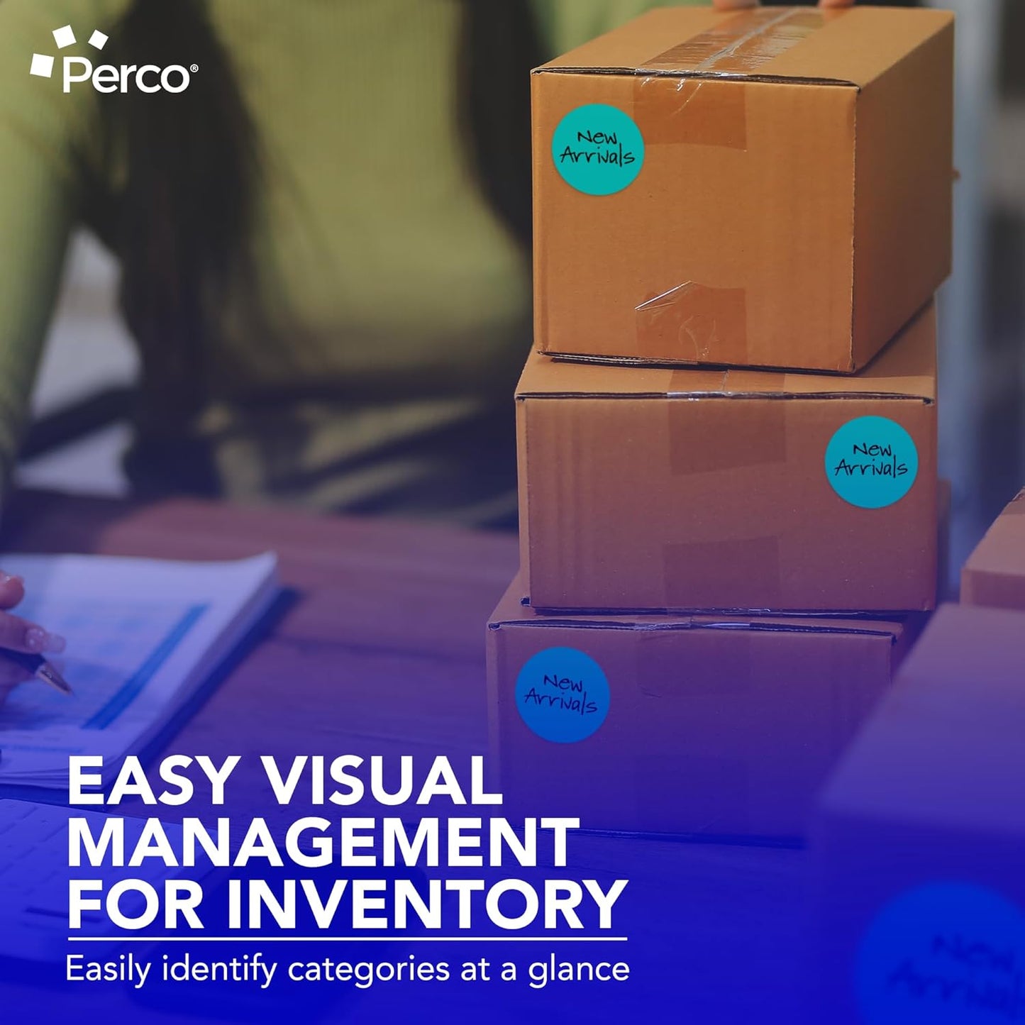 Perco Teal 3-Inch Perforated Circle Dot Sticker Labels — 10 Rolls, 5,000 Round Stickers — with Permanent Adhesive for Moving Boxes, Sale Signage, Displays, Status Messaging—Made in USA