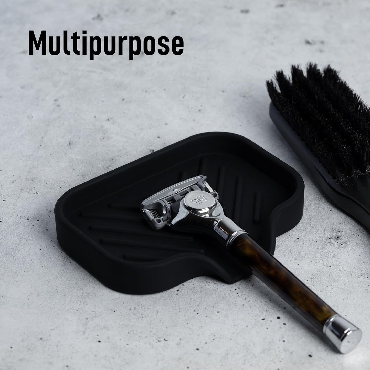 Zulay Kitchen Small Silicone Sponge Holder (4.9x3.3”) – Space-Saving Sink Organizer Tray for Sponge, Soap, Brush & More – Compact Non-Slip Dish for Kitchen & Bathroom (Black)