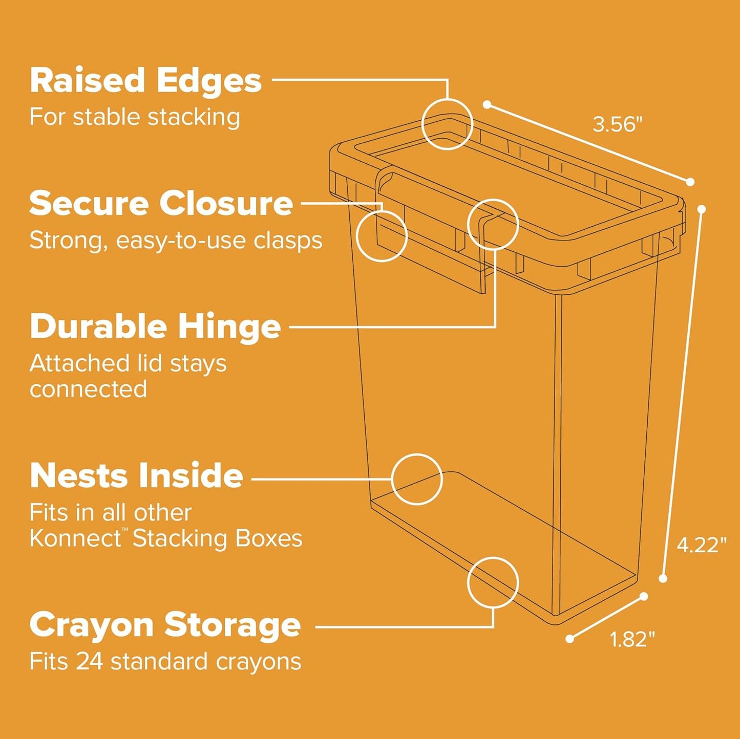 Bostitch Konnect Storage Containers with Lids, Organizer, Clear Plastic Box, Stackable Nesting Bins, Small, 2 Pack