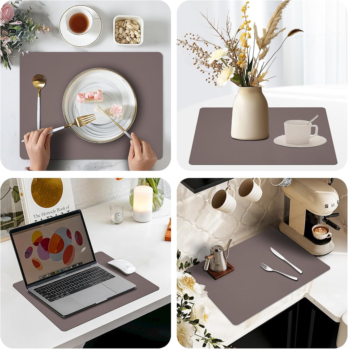 Silicone Placemats Set of 4, Heat Resistant Table Mats,Non-Slip Mats,Waterproof Placemats,Easy to Clean,Dustproof Mats,Perfect for Indoor & Outdoor Dining,12.6 x 17.7 inches by Siliconty (Dark Purple)