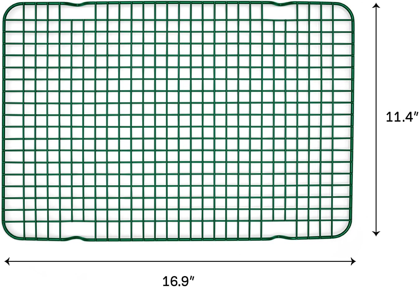 Great Jones Big Chill Wire Cooling Rack (Broccoli) – 16.9" × 11.4" Heavy-Weight Aluminized Steel,Nonstick Baking Rack – Oven Safe 450 °F, Bacon & Cookie Cooling Rack – Fits Half Sheet Pans