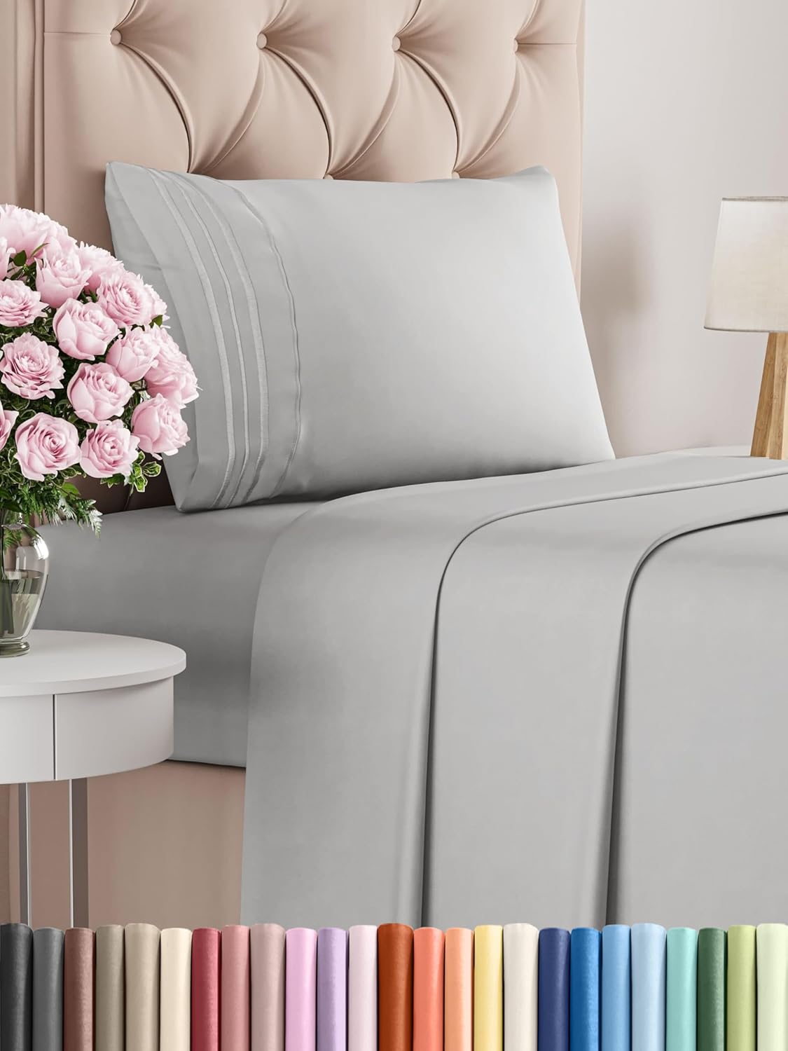 Twin Size 3 Piece Sheet Set - Comfy Breathable & Cooling Bed Sheets Set - Hotel Luxury Bedding for Women, Men, Kids, Teens, Boys & Girls - Deep Pockets, Soft and Wrinkle Free - Oeko-Tex - French Grey