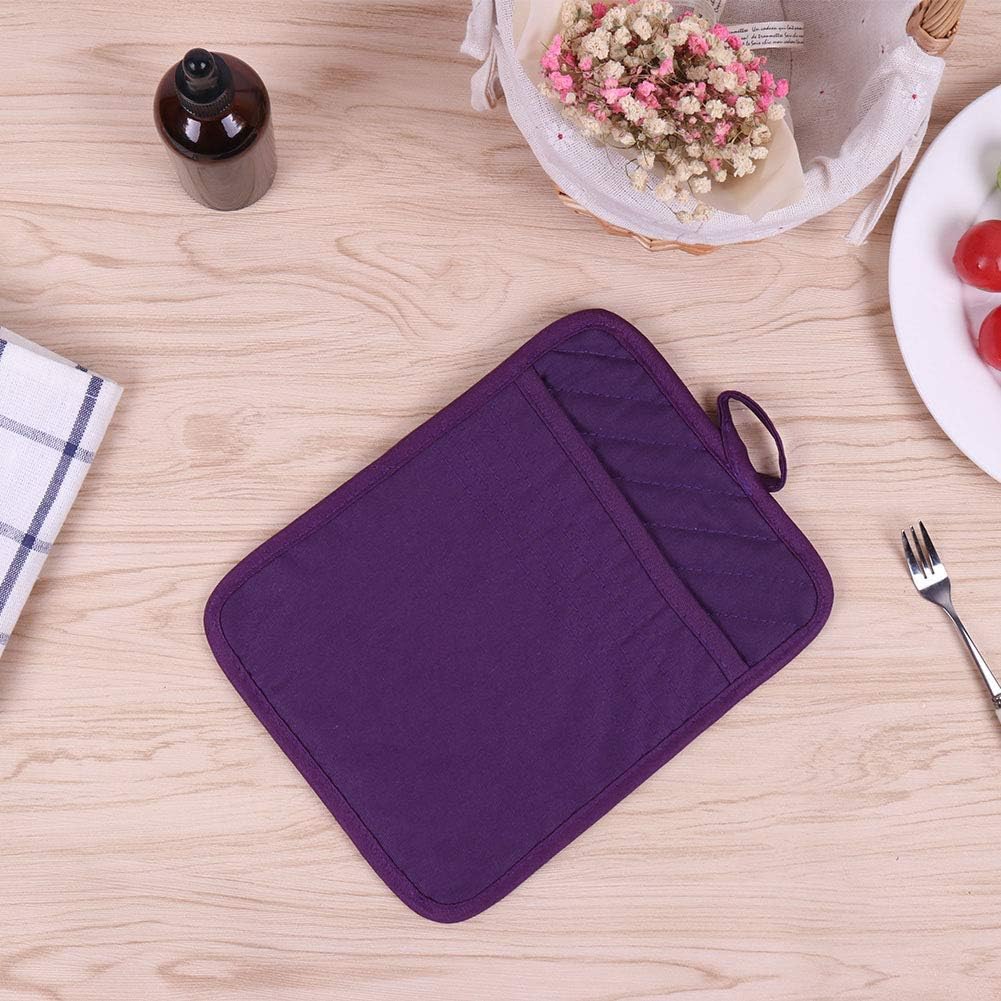 Anyi Pot Holders for Kitchen Heat Resistant, Cotton Hot Pads for Counter Table, Purple Kitchen Pot Holders with Pocket