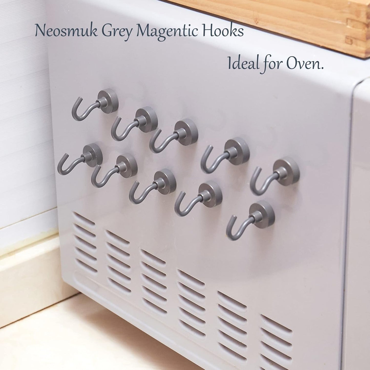 Neosmuk Magnetic Hooks, Cruise Ship Essentials, 30lb+ Heavy Duty Magnetic Hooks for Cruise Cabins, Refrigerator, Grill, Hanging, and Travel | Extra Strong Must-Haves Magnet Hook(Grey,Pack of 12)
