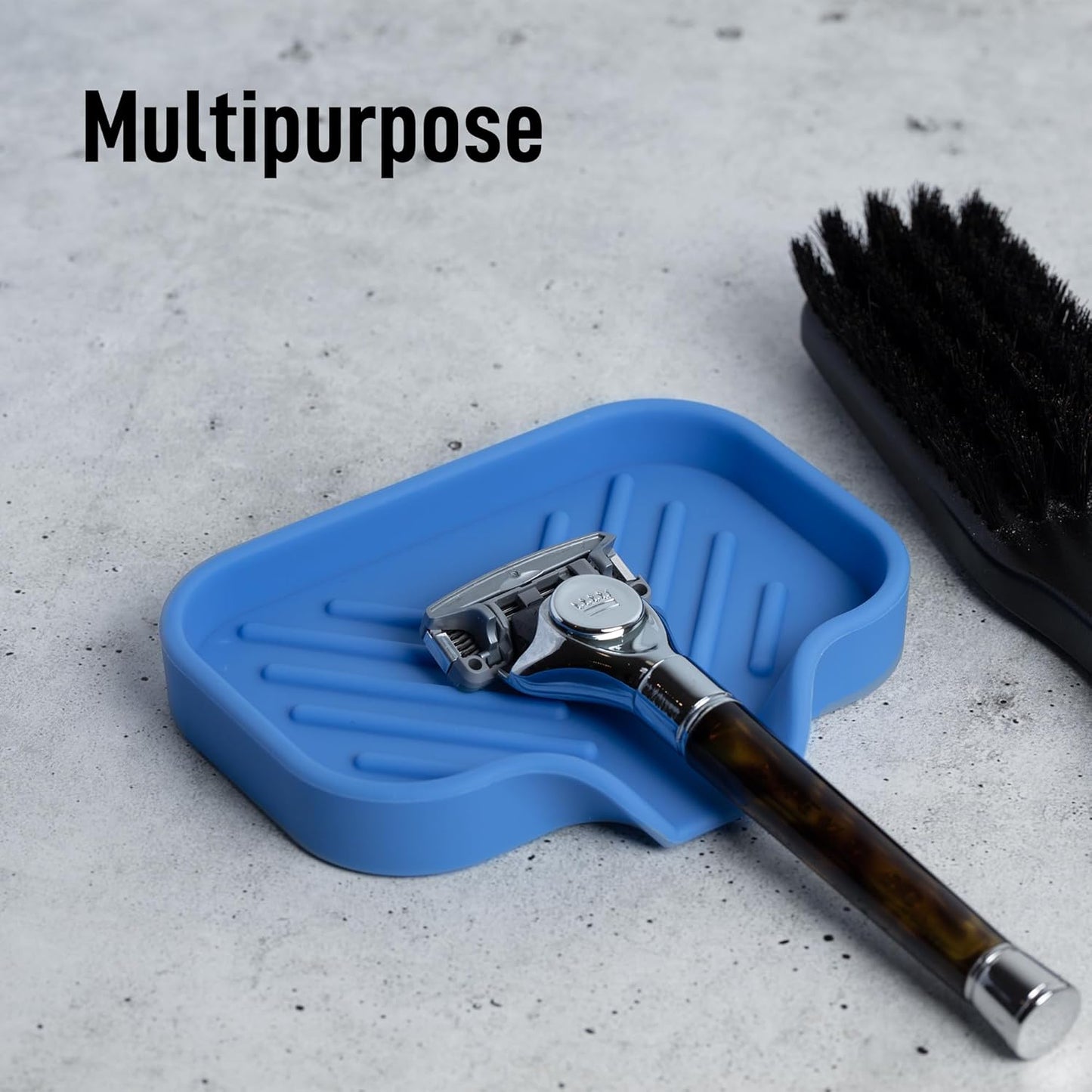 Zulay Kitchen Small Silicone Sponge Holder (4.9x3.3”) – Space-Saving Sink Organizer Tray for Sponge, Soap, Brush & More – Compact Non-Slip Dish for Kitchen & Bathroom (Provence Blue)