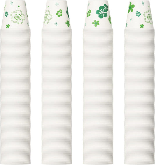 [600 Pack] Paper Cups, 3oz Disposable Bathroom Cups, Mouthwash Cups, Cold Disposable Drinking Cup for Party, Picnic, BBQ, Travel, and Event, Green Floral