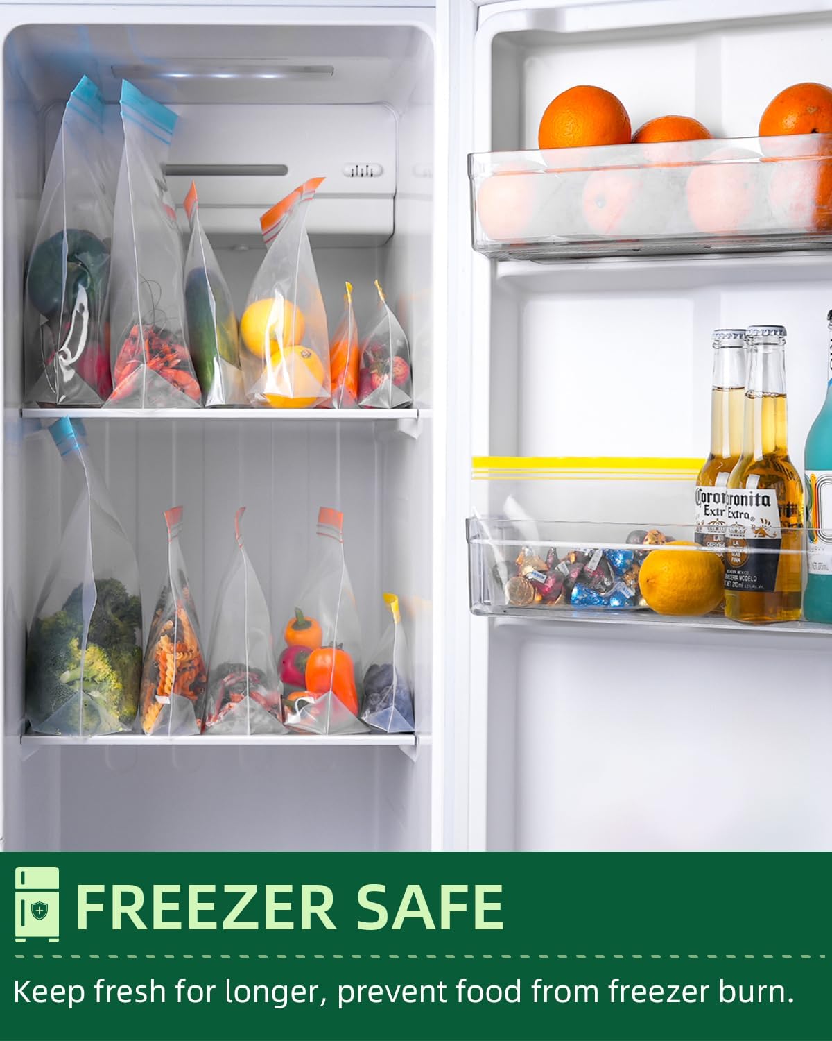 Lerine 16 Pack Reusable Gallon Freezer Bags Dishwasher Microwave Safe, Stand Up BPA Free Reusable freezer Bags 1 Gallon, Extra Thick Leakproof Food Storage Bags for Meal Prep, Kitchen Organization