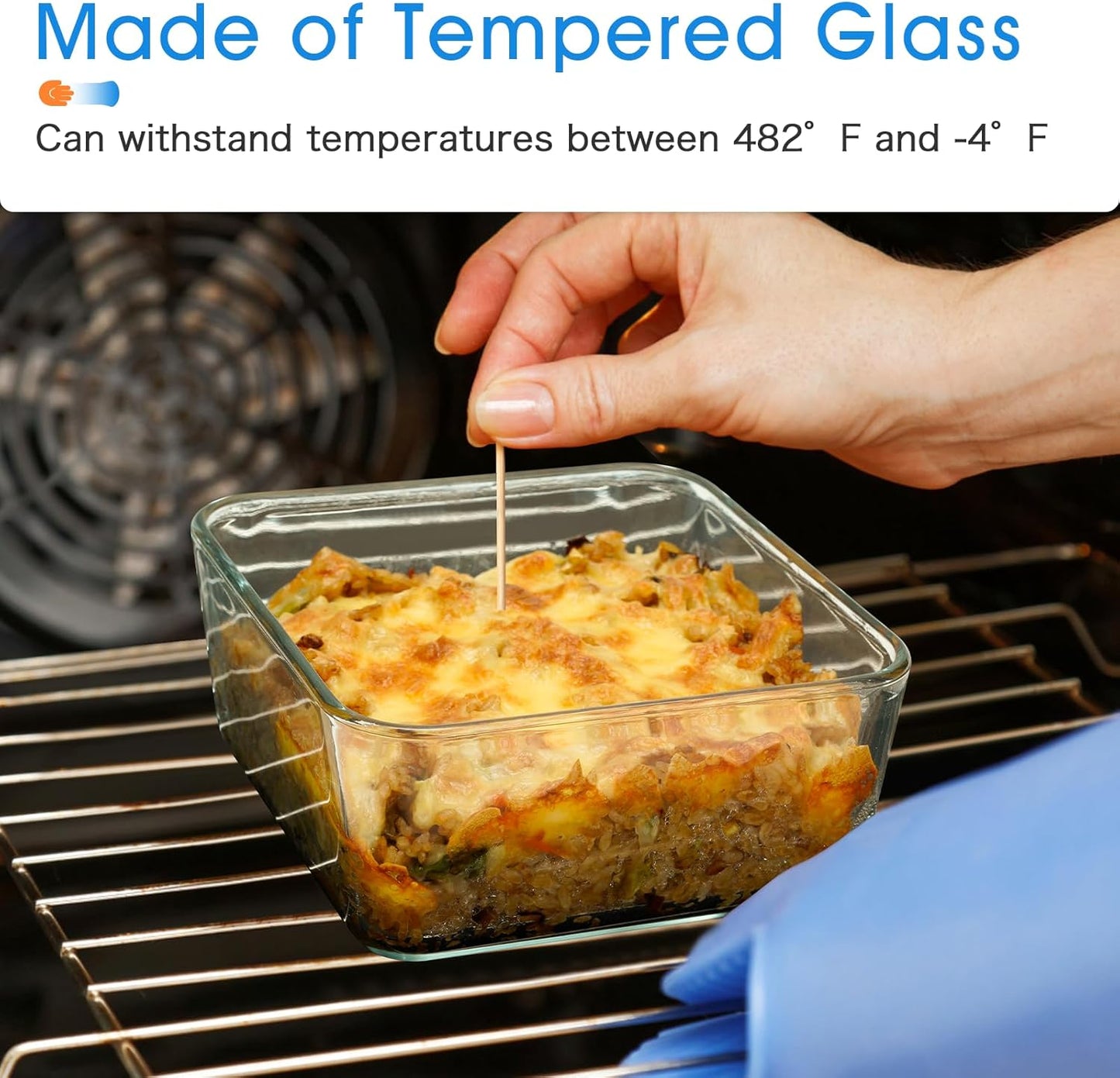 NUTRIUPS 1.1QT Square Glass Baking Dish with Lid, 6×6 inches Deep Small Baking Dish with Lid, Square Glass Baking Dishes for Oven