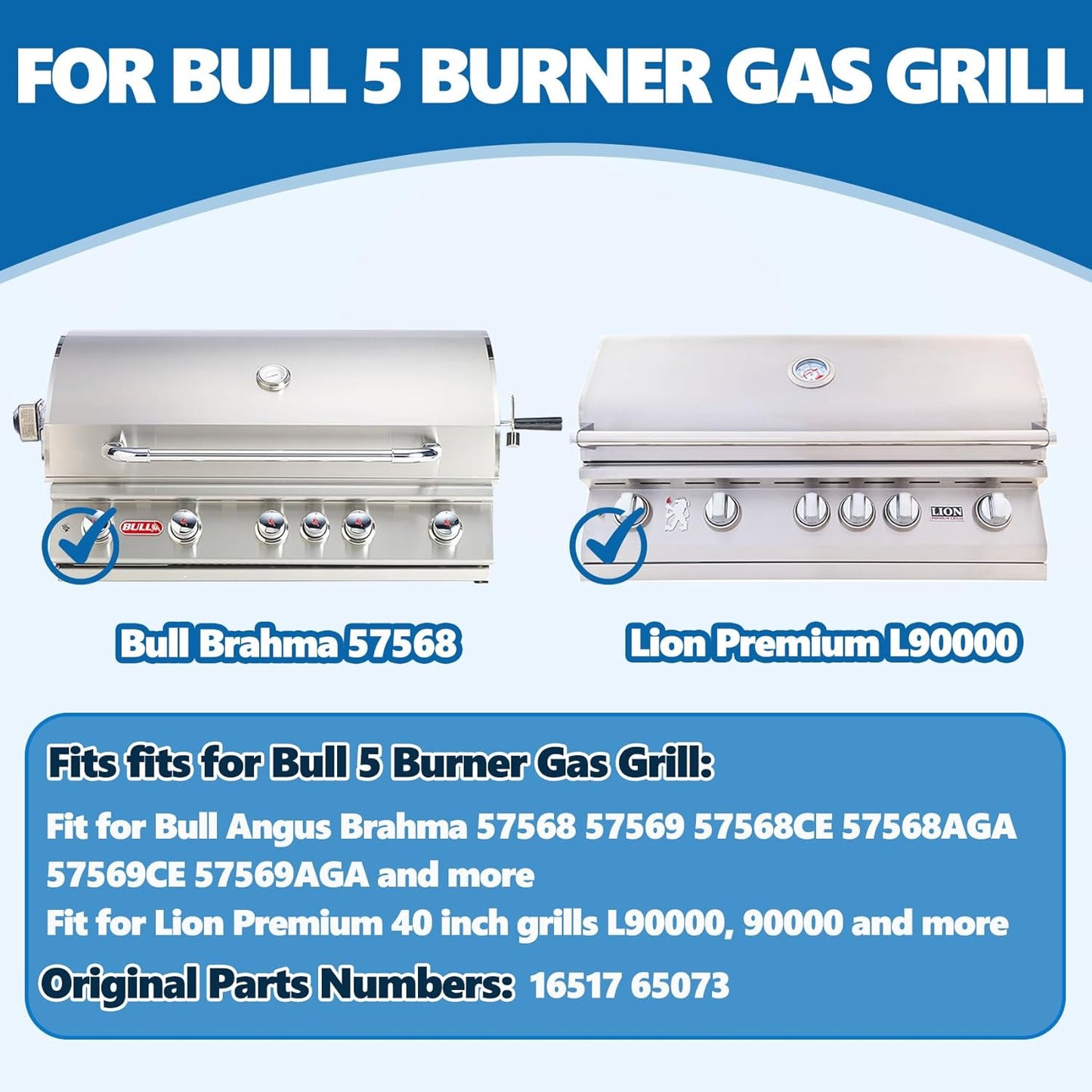 SafBbcue 16517 Cooking Grates for Bull 5 Burner Grill Replacement Parts Bull Brahma 57568 57569 57568CE 57568AGA 57569CE 57569AGA Lion Premium 90000 L90000 Grill Parts