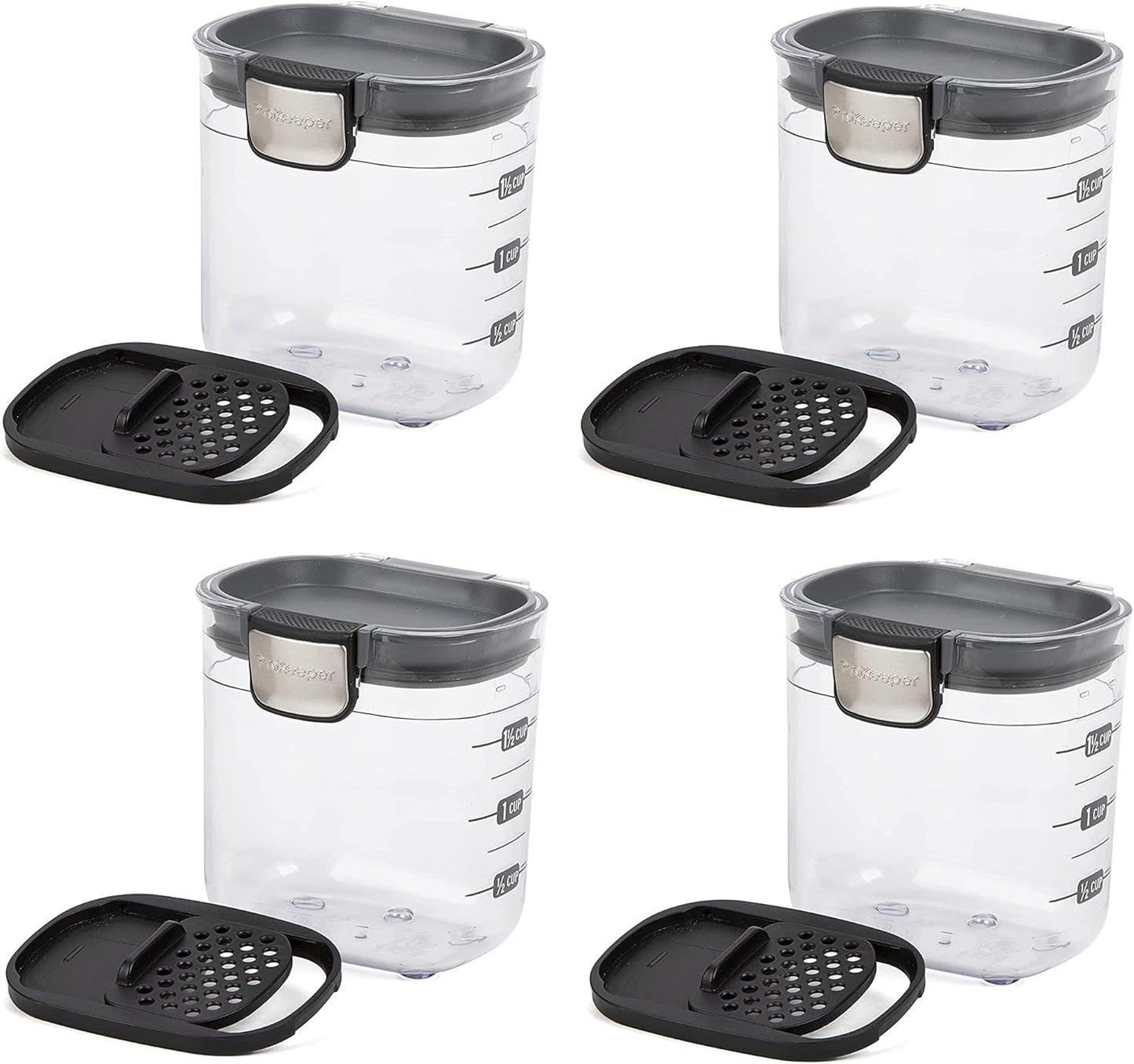 Progressive PKS-401 1.5 Cup Mini Prokeeper+ Airtight Silicone Seal Storage Container Great For Spices & Baking Acessories (4- Piece)