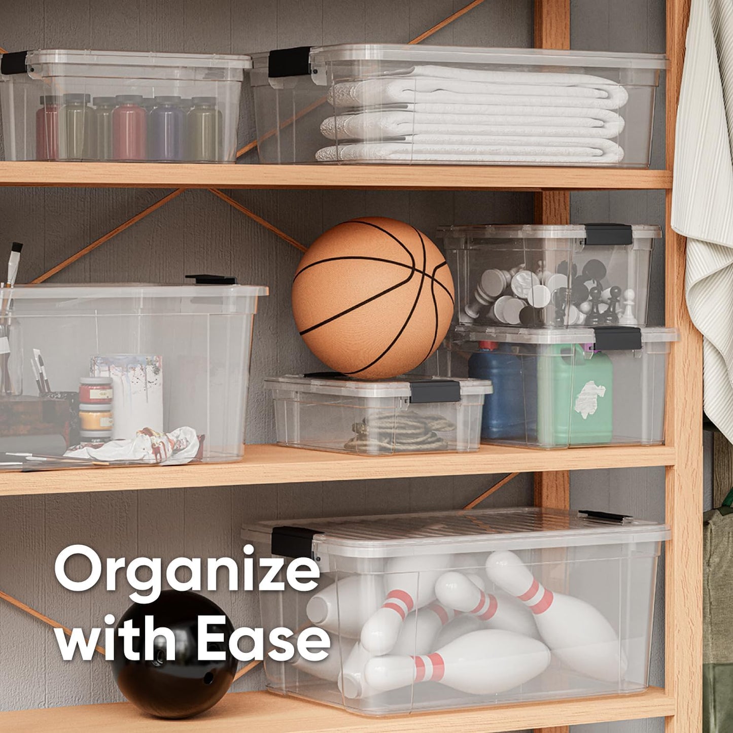 Superio Storage Bins with Lids- 2 Pack, 4.5 Qt Clear Boxes for Organizing, Stackable Plastic Containers- BPA Free, Non-Toxic, Odor Free, Organizer for Home, Office, Dorm