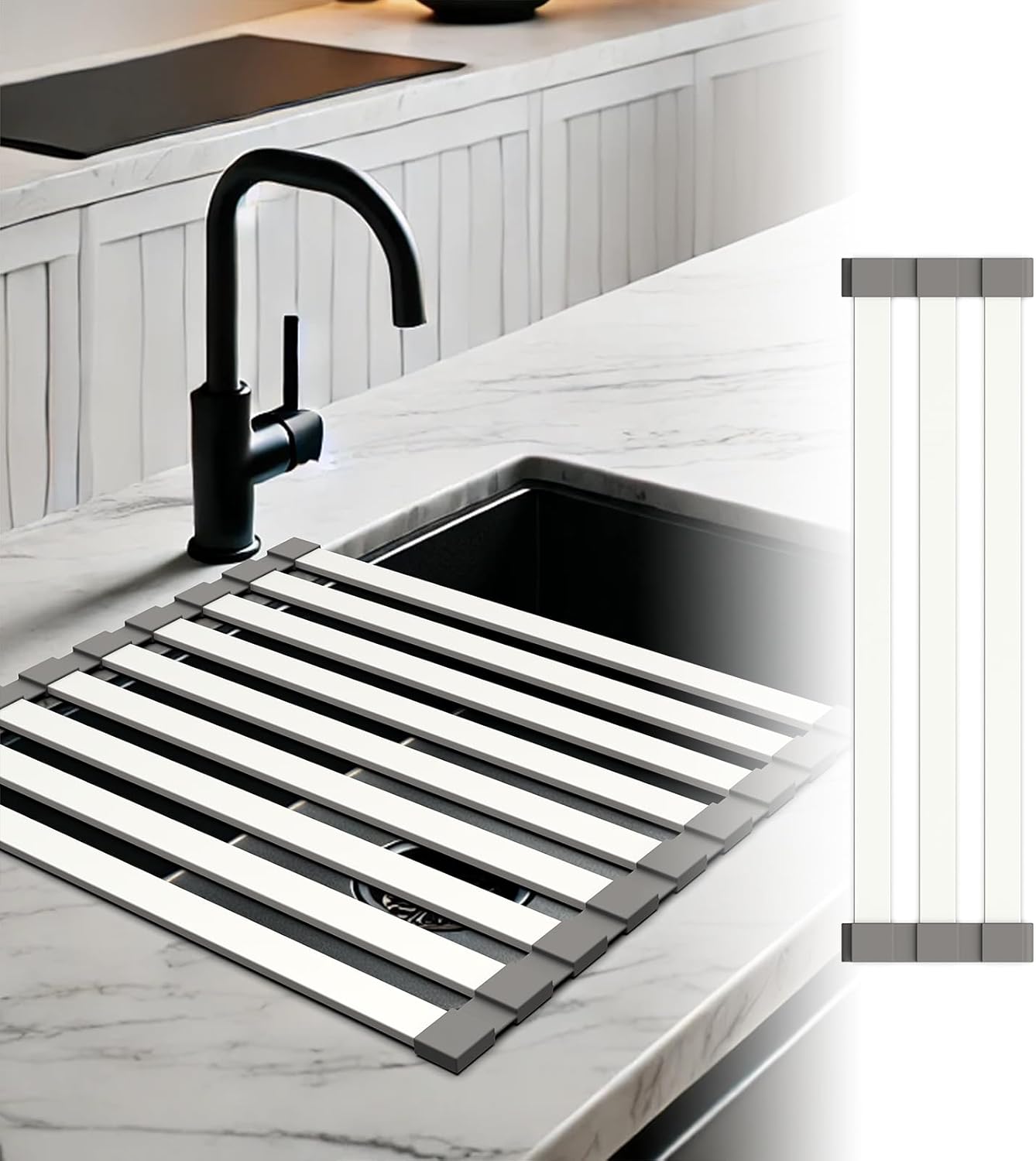 Mamakura Roll Up Dish Drying Rack Over The Sink, Hangable Dish Drying Rack (16.54"x12.99")