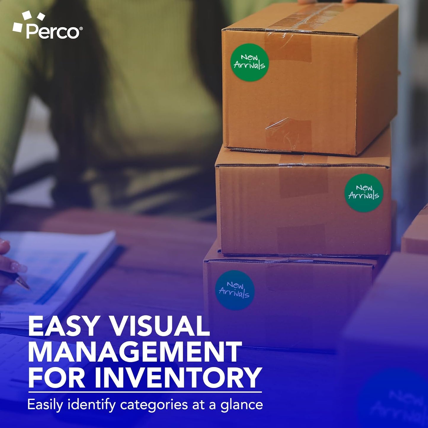 Perco Green 3-Inch Round Circle Dot Sticker Labels - Multi-Roll Pack (3 Rolls, 500 Labels Each) - Permanent Adhesive, Vibrant Colors, Strong Hold - Perforated for Easy Use - Made in USA