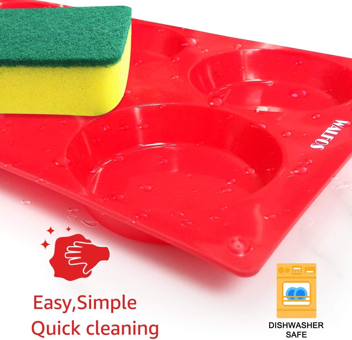 Walfos Silicone Whoopie Pie Baking Pans, 2 Pcs Non-Stick Muffin Top Pan. Food Grade and BPA Free Silicone, Great for Muffin, Eggs, Tarts and More, Dishwasher Safe