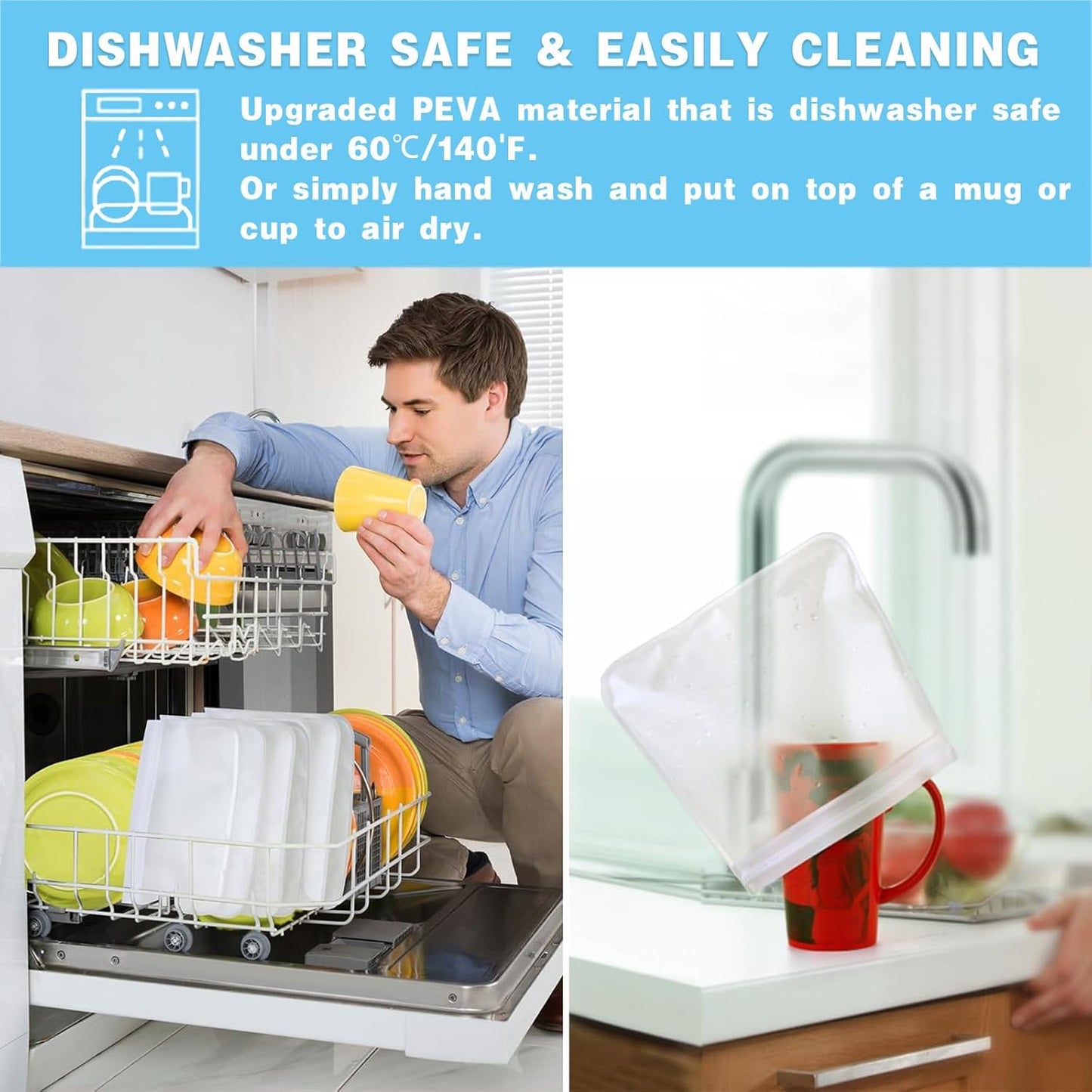 10 Pack Reusable Sandwich Bag Dishwasher Safe, Silicone Leakproof Reusable Freezer Bags, BPA Free Reusable Food Storage Bags for Candy, Snack, Cereal, Travel Items, Home Organization