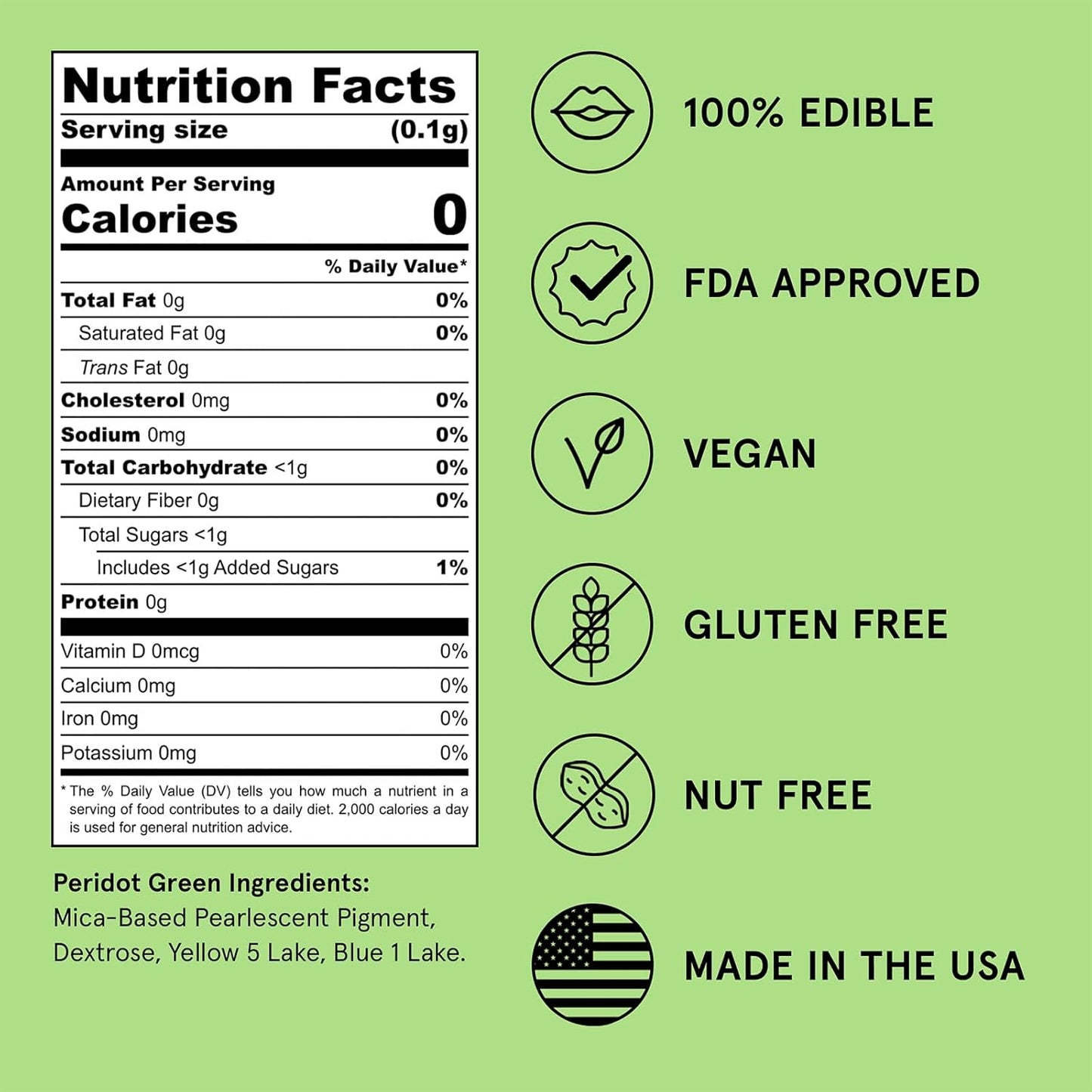 Fancy Sprinkles Limited Edition Halloween Peridot Green Premium Edible Glitter, 100% Edible Glitter for Sparkling Food & Drinks No Taste or Texture (4gm)