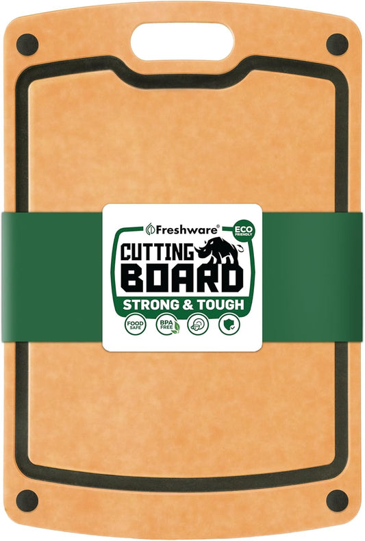 Cutting Board for Kitchen, Wood Cutting Board with Juice Grooves, Dishwasher Safe, Non-Porous, BPA Free, Medium Cutting Board, 14.6 x 11-inch, Natural Slate