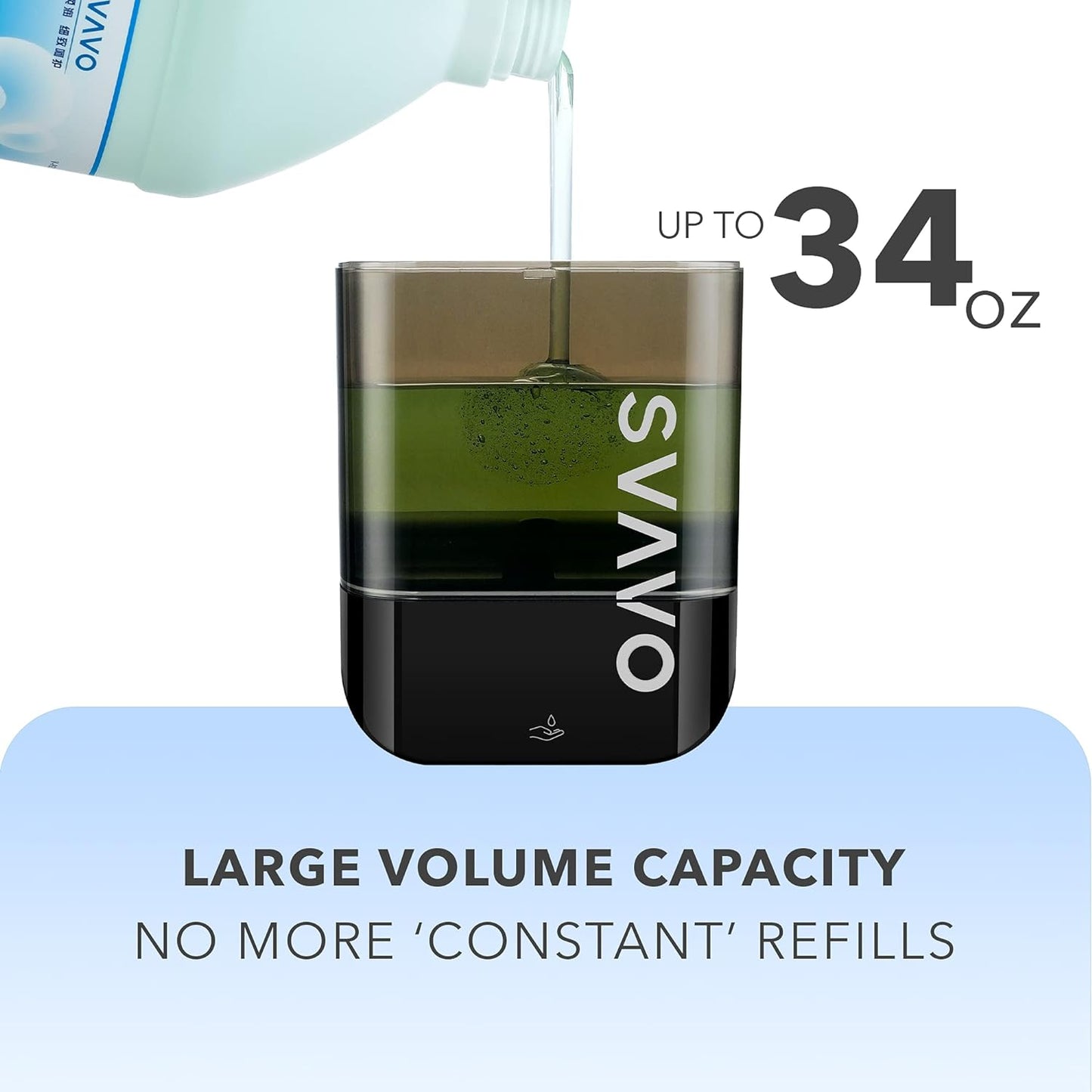 SVAVO Automatic Soap Dispenser Touchless, Hand Soap Dispenser Wall Mount, Electric Sensor Battery Operated for Offices Home Kitchen Bathroom Hotel Restaurant Commercial, 34fl.oz/1000ml Black