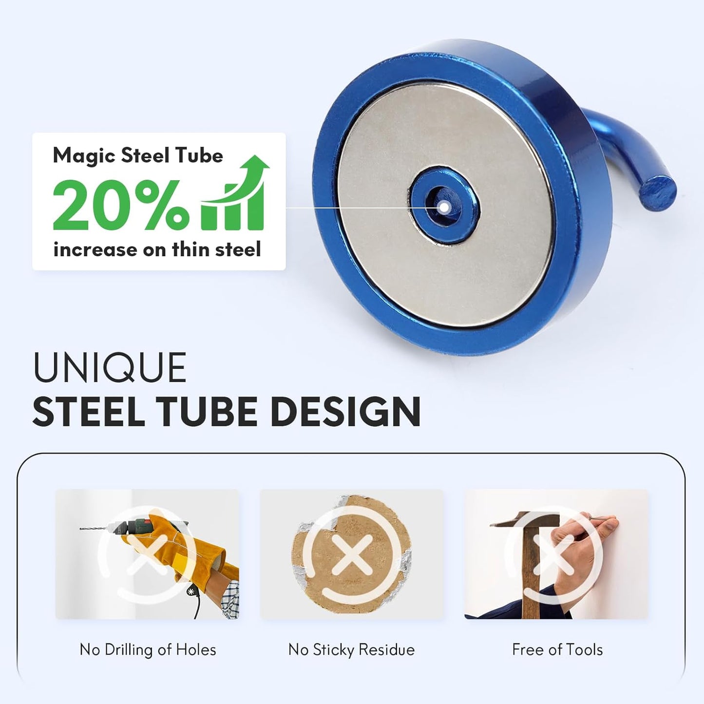 Neosmuk Magnetic Hooks, Cruise Ship Essentials, 120lb+ Heavy Duty Magnetic Hooks for Cruise Cabins, Refrigerator, Grill, Hanging, and Travel | Extra Strong Must-Haves Magnet Hook,Navyblue, Pack of 10