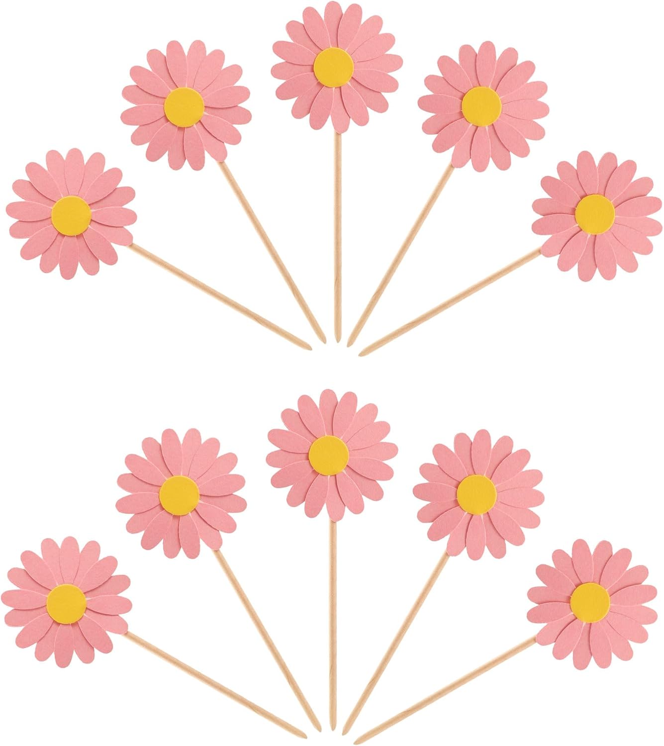 24Pcs Daisy Cupcake Toppers Daisy Flower Party Picks Spring Daisy Toothpicks Chrysanthemum Food Picks Girls Baby Shower Birthday Wedding Party Decorations Pink