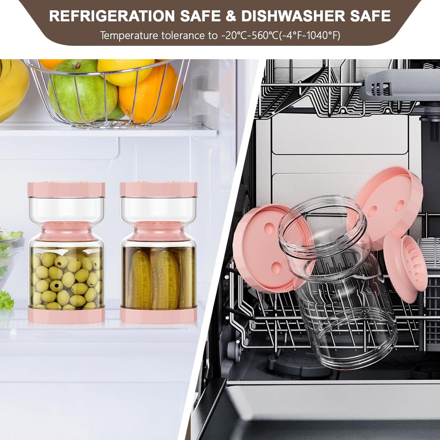 Pickle Jar with Strainer Flip, 51oz Glass Pickle Container with Strainer,Airtight Mason Pickles Jars for Olive Kimchi Capers Kosher Dill,Food Storage Containers with Lids for Pickles Lover