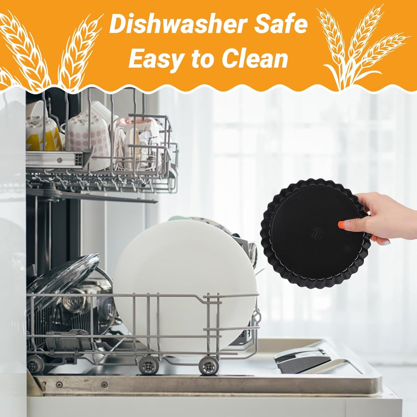 Beasea 6 Inch Tart Pan, 8pcs Small Tart Pie Pans with Removable Bottom Non Stick Mini Pie Tin Pan Loose Bottom Fluted Quiche Baking Pan for Fruit Quiche Cakes