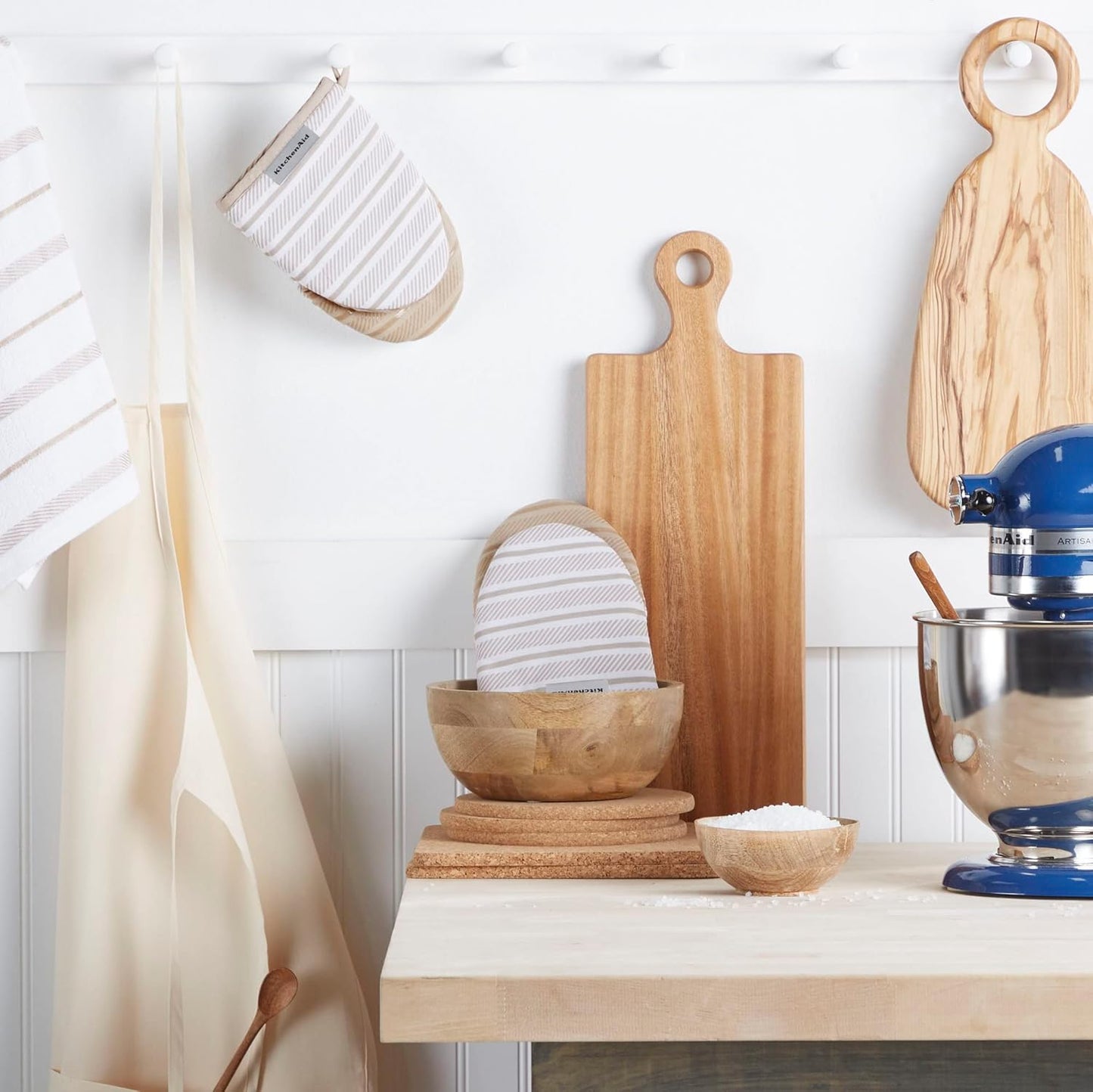 KitchenAid Albany Mini Oven Mitt 2-Pack Set, Milkshake Tan, 5.5"x8"