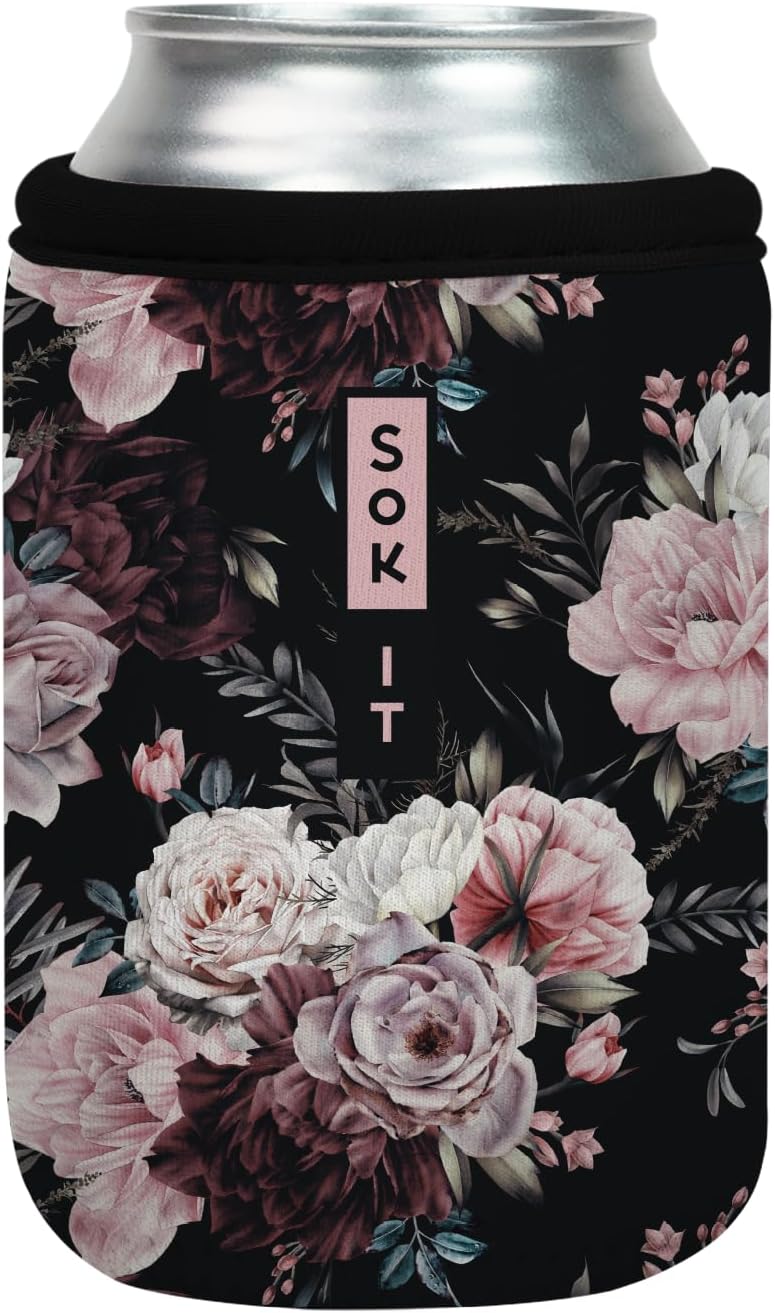 Sok It CanSok Sleeve for Beer & Soda Insulated Neoprene Cover (Bloom at Night, 12oz Can Sleeve)