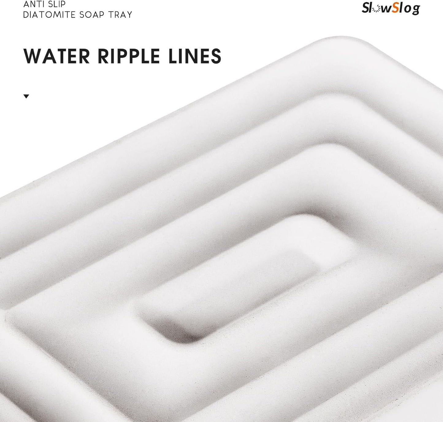 2 Pack Diatomite Soap Trays, Fast Drying Stone Soap Dishes, Natural Diatomaceous Earth Soap Holders, Quick-Dry Rectangular Soap Savers for Bath & Kitchen, White