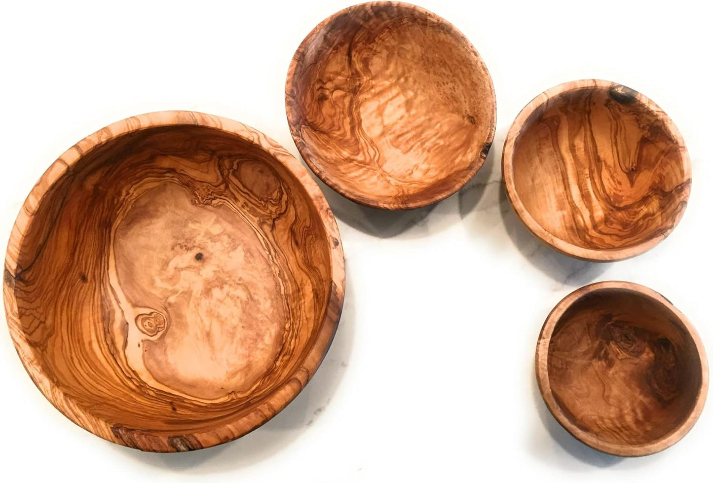 8" Artisan Olive Wood Serving Bowl Wooden Farmhouse Décor Bowl for Fruit, Salads, Snacks, Dips, Keys, Potpourri. In Small 6", Med 7", Lg 8", XL 11", XXL 12". (Large 8 inch)
