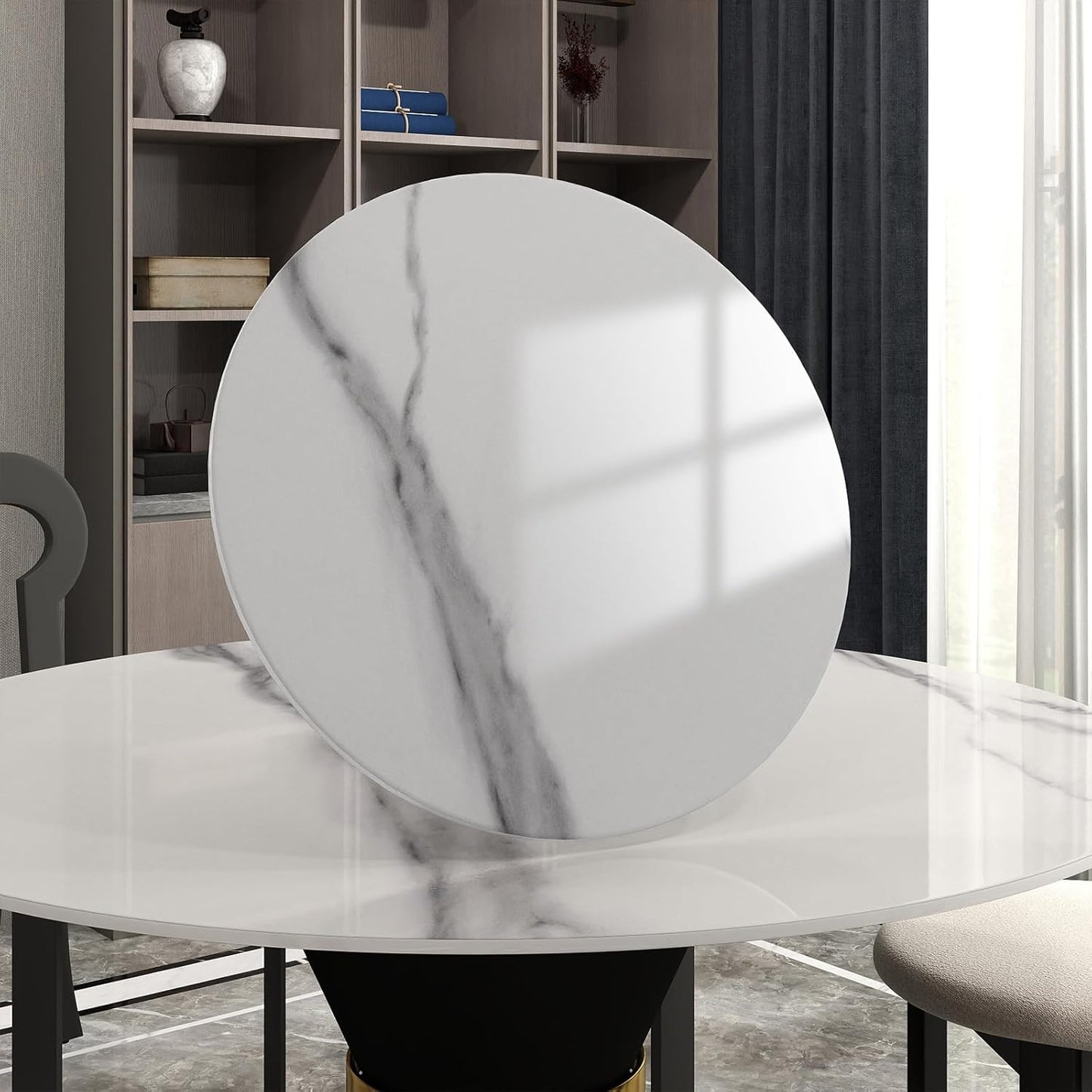 19.69" Lazy Susan for Table Top Sintered Stone Rotating Serving Tray for Dining Table, Kitchen Lazy Susan Organizer Spinning Rotating Food Server Party Centerpieces