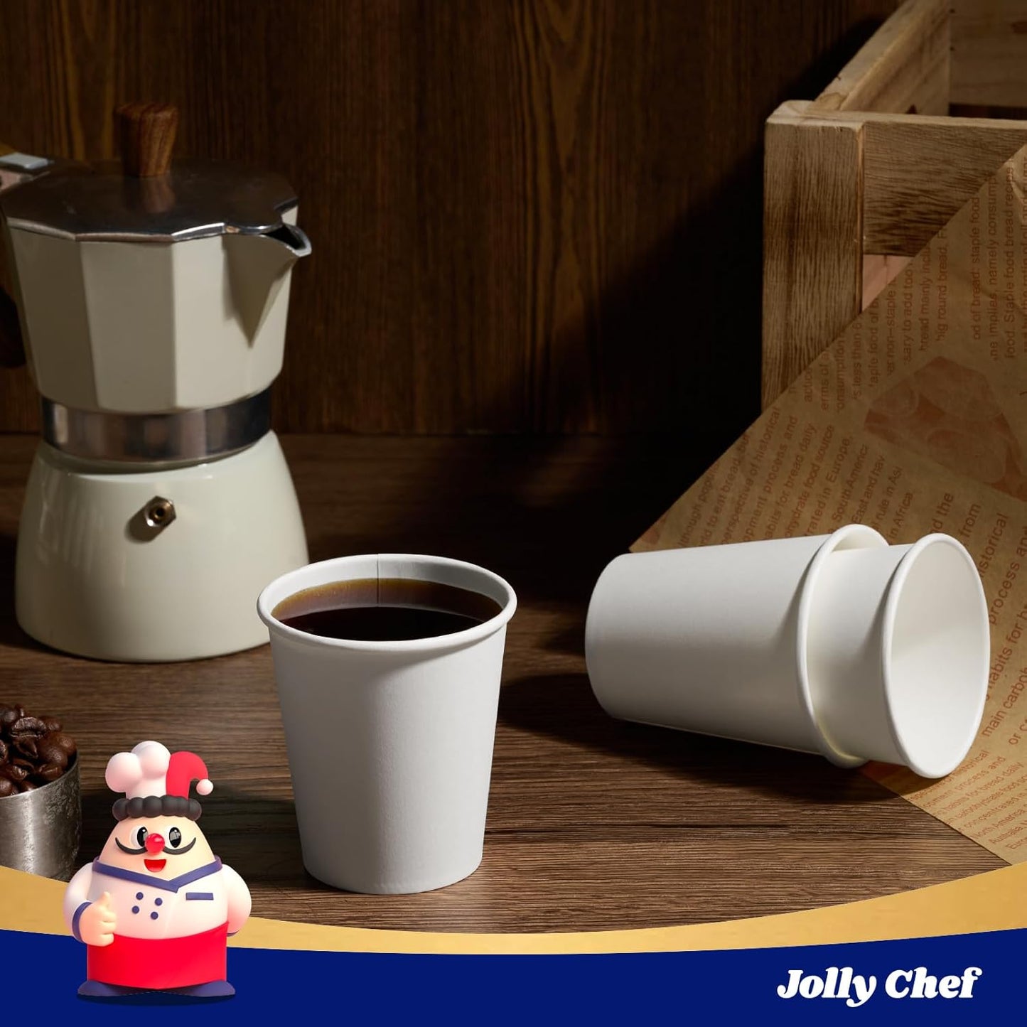 JOLLY CHEF 5 oz Disposable Paper Coffee Cups 600 Pack, Hot Paper Cups for Party, Office, Home, Travel and More