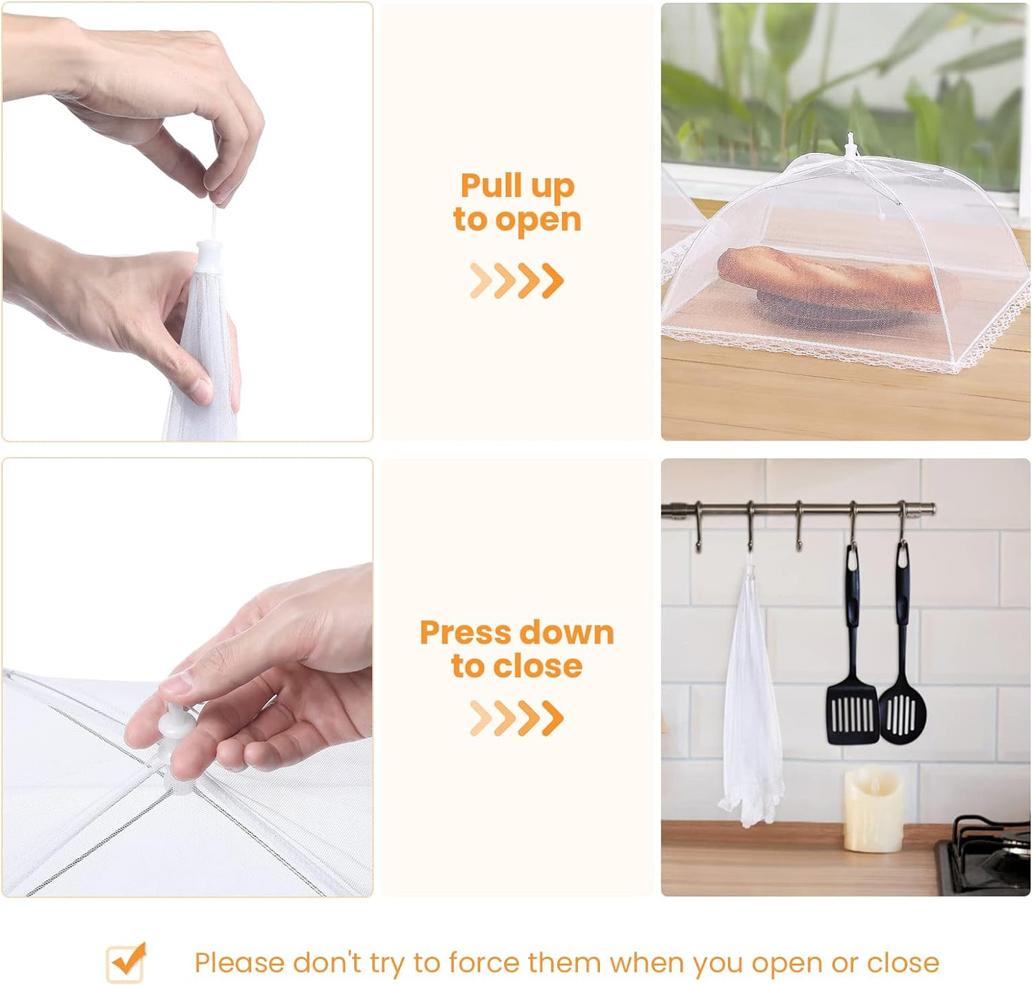 Food Covers for Outside - 2 Extra Large (40 x 25 in) & 6 Large (17 x 17 in) Food Tents/Food Covers for Outdoors Mesh Screen, Picnic Pool Party Supplies, Pop-Up and Collapsible