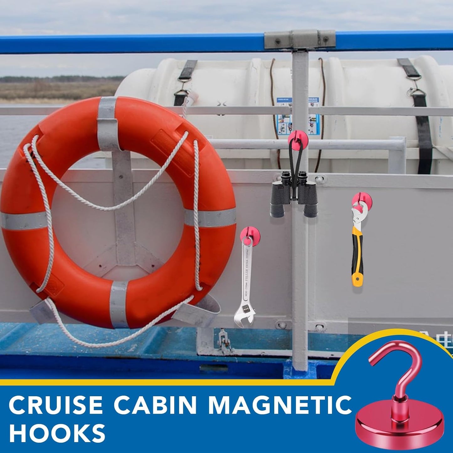 LOVIMAG Red Magnetic Hooks for Cruise Cabins, Cruise Essentials Must Haves, Cruise Magnets, Magnetic Key Holder, Strong Magnetic Hooks for Hanging, Fridge, Grill -12 Pack